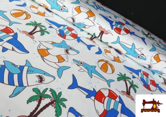 Tissu Maille T-Shirt Requins Amusants Plage