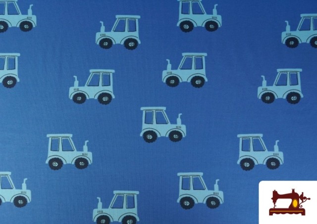 Acheter Tissu Maille T-Shirt Tracteurs Bleus