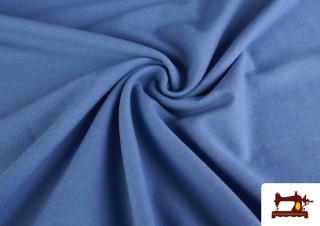 Vente de Tissu Maille Imprimé Effet Jean couleur Bleu