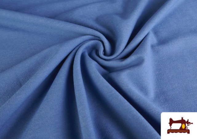 Vente de Tissu Maille Imprimé Effet Jean couleur Bleu
