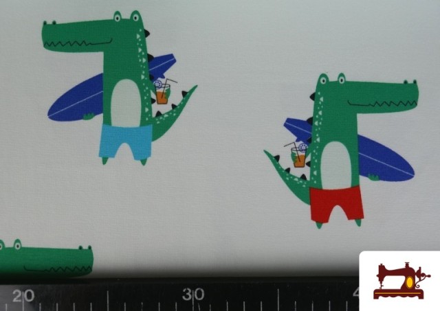 Acheter en ligne Tissu Jersey T-Shirt Crocodiles Surfeurs