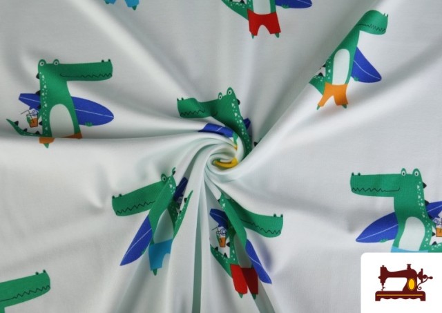 Vente en ligne de Tissu Jersey T-Shirt Crocodiles Surfeurs