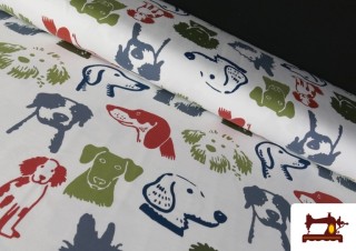 Tissu Jersey T-Shirt Imprimé Chiens