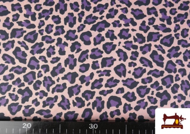 Tissu Coton Imprimé Léopard Multicolore couleur Rose pâle