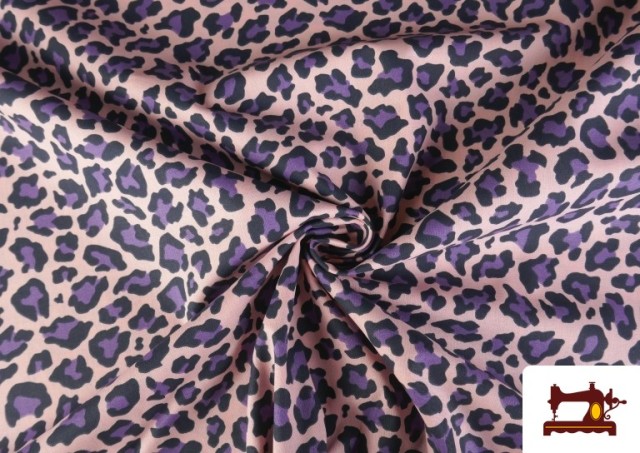 Tissu Coton Imprimé Léopard Multicolore couleur Rose pâle