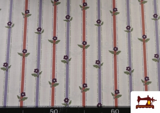 Acheter en ligne Tissu Coton Rayures et Fleurs