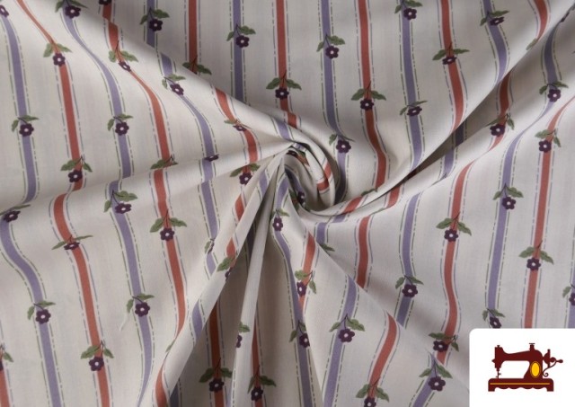 Vente en ligne de Tissu Coton Rayures et Fleurs
