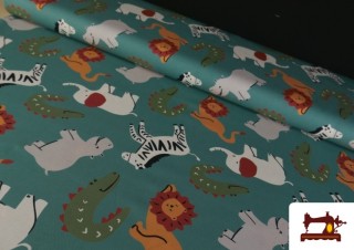 Tissu Coton Imprimé Animaux de la Jungle Enfant