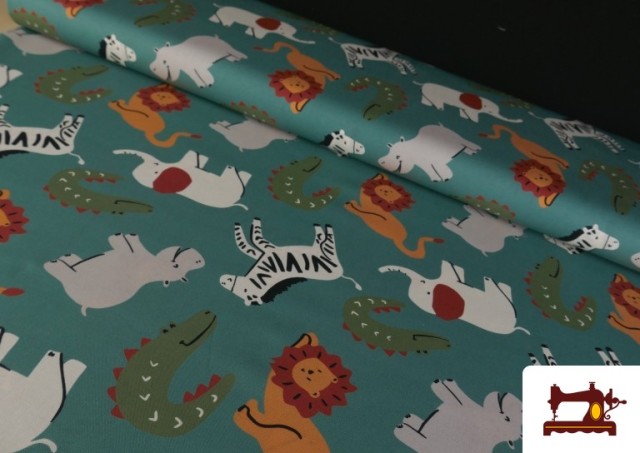 Tissu Coton Imprimé Animaux de la Jungle Enfant