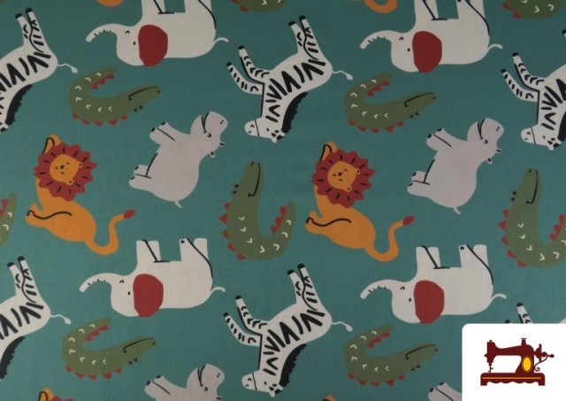 Acheter Tissu Coton Imprimé Animaux de la Jungle Enfant