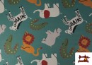 Vente de Tissu Coton Imprimé Animaux de la Jungle Enfant