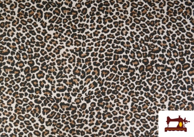 Vente de Tissu Sweat French Terry Imprimé Léopard couleur Brun