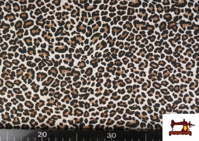 Vente en ligne de Tissu Sweat French Terry Imprimé Léopard couleur Brun