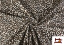 Tissu Sweat French Terry Imprimé Léopard couleur Brun