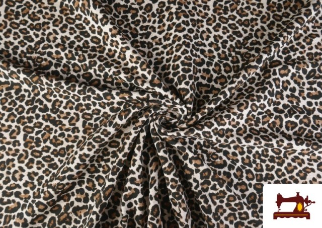 Tissu Sweat French Terry Imprimé Léopard couleur Brun