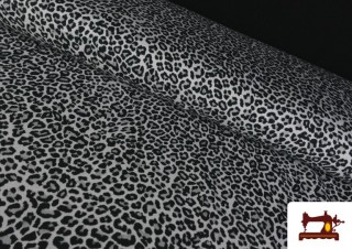 Tissu Sweat French Terry Imprimé Léopard couleur Gris