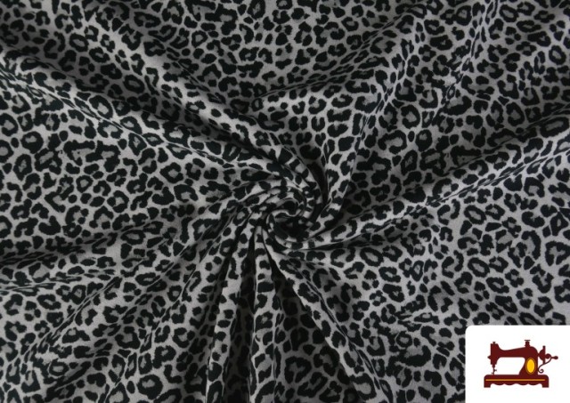 Vente en ligne de Tissu Sweat French Terry Imprimé Léopard couleur Gris