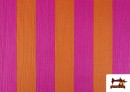 Vente de Tissu Mousseline de Coton Rayures Fuchsia et Orange