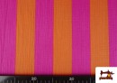Acheter en ligne Tissu Mousseline de Coton Rayures Fuchsia et Orange