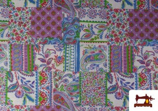 Acheter Tissu Toile Imprimé Patchwork Multicolore