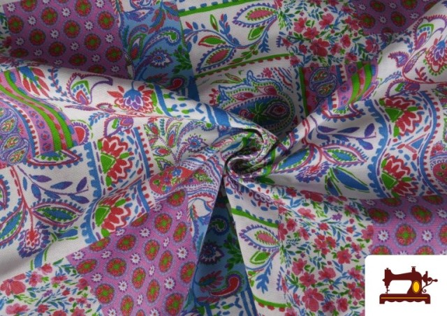 Acheter en ligne Tissu Toile Imprimé Patchwork Multicolore