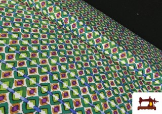 Tissu Viscose Géométrique Vert