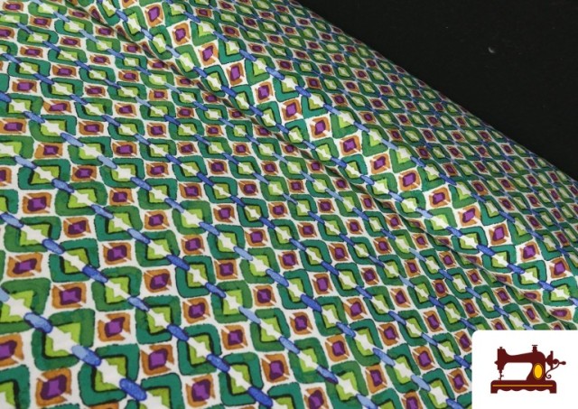 Tissu Viscose Géométrique Vert