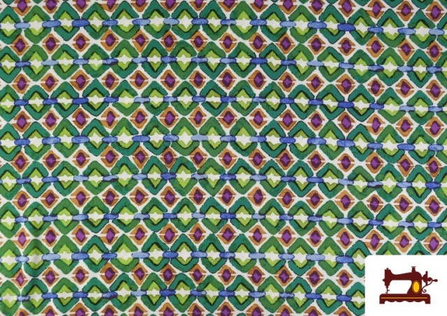 Acheter Tissu Viscose Géométrique Vert