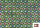 Vente de Tissu Viscose Géométrique Vert