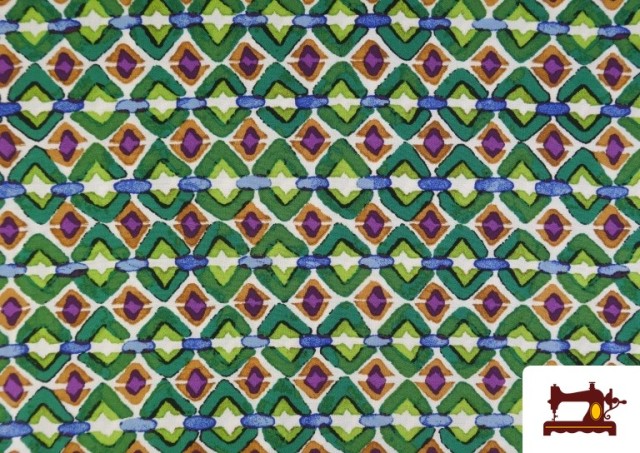 Vente de Tissu Viscose Géométrique Vert