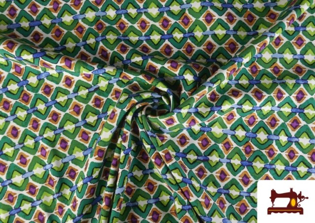Vente en ligne de Tissu Viscose Géométrique Vert
