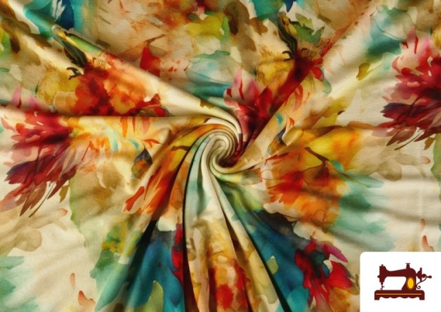 Vente en ligne de Tissu Jersey Viscose Floral Multicolore