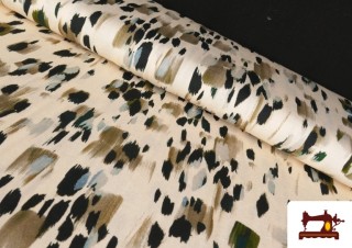 Tissu Jersey Viscose Taches Noires et Beige