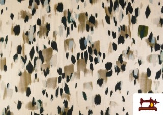Acheter Tissu Jersey Viscose Taches Noires et Beige