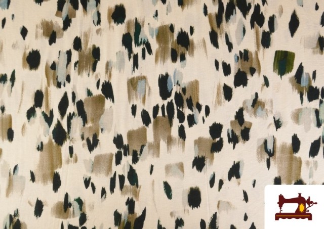 Acheter Tissu Jersey Viscose Taches Noires et Beige