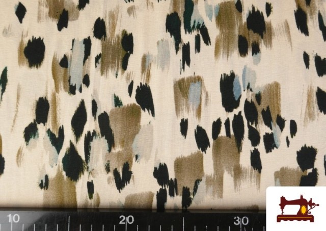 Acheter en ligne Tissu Jersey Viscose Taches Noires et Beige