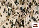 Vente en ligne de Tissu Jersey Viscose Taches Noires et Beige