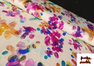 Tissu Lin Viscose Fuchsia, Orange et Turquoise