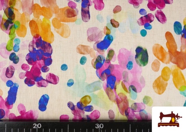 Vente de Tissu Lin Viscose Fuchsia, Orange et Turquoise