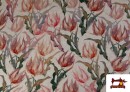 Acheter Tissu Lin Viscose Imprimé Floral Rose