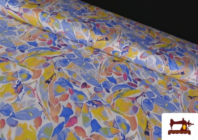 Tissu Viscose Imprimé Multicolore Bleu