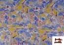 Acheter Tissu Viscose Imprimé Multicolore Bleu