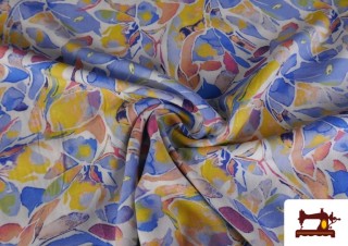 Vente en ligne de Tissu Viscose Imprimé Multicolore Bleu