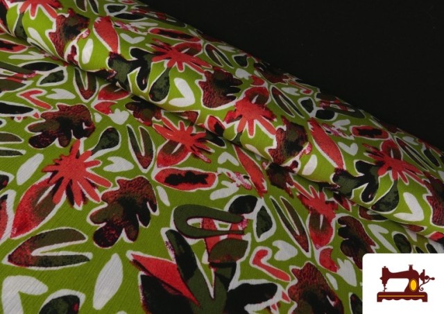 Vente de Tissu Viscose Vert et Orange couleur Vert