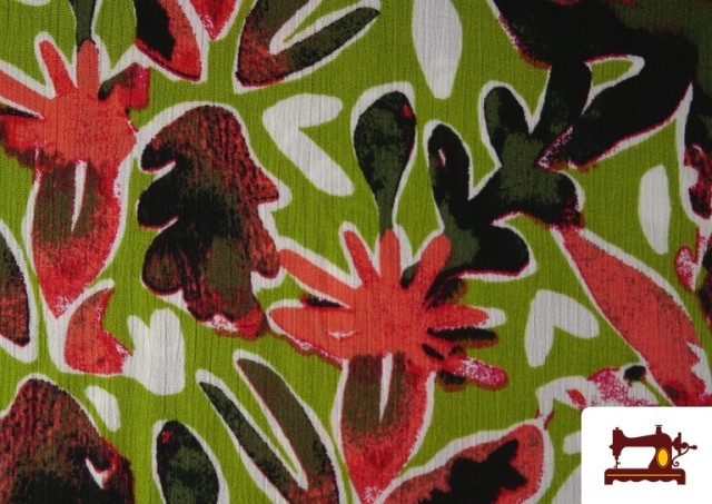 Acheter en ligne Tissu Viscose Vert et Orange couleur Vert