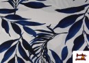 Acheter Tissu Crêpe Feuilles Bleues