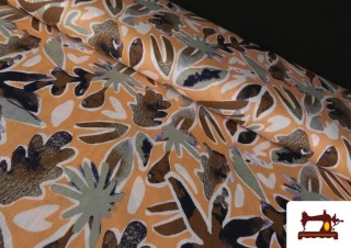 Tissu Viscose Vert et Orange couleur Orange