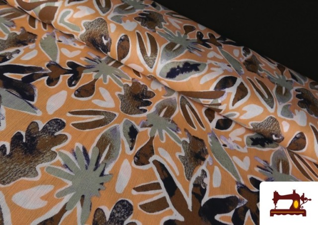 Tissu Viscose Vert et Orange couleur Orange