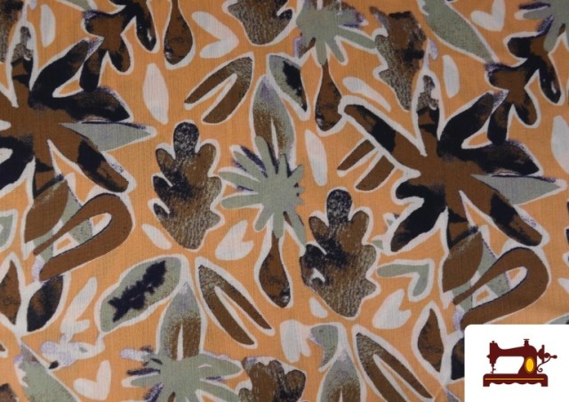 Tissu Viscose Vert et Orange couleur Orange