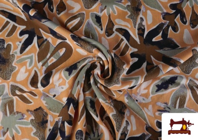 Vente de Tissu Viscose Vert et Orange couleur Orange